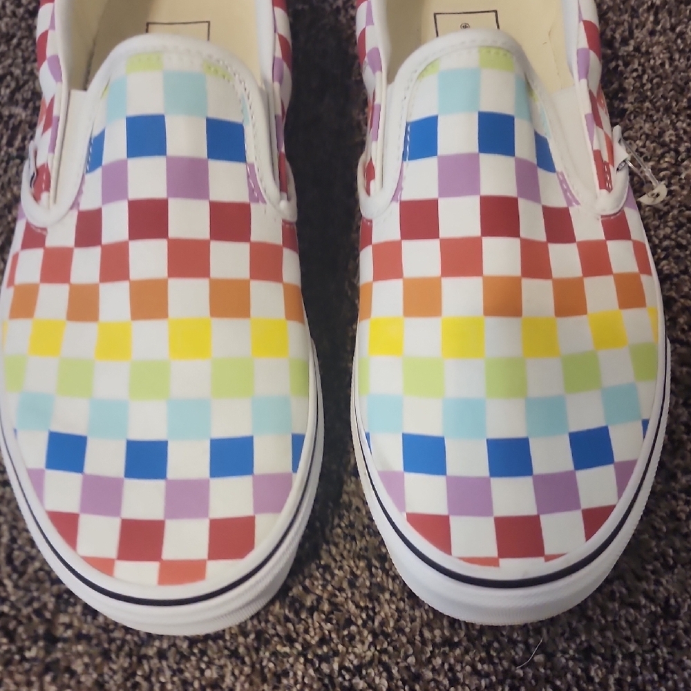 Vans Multicolor Checkered  Slip-Ons, Size 10 - Picture 6 of 6